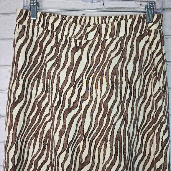 WOMENS WIDE LEG PANTS TIGER/ZEBRA STRIPES TAN AND BROWN SIZE MED - Picture 7 of 7